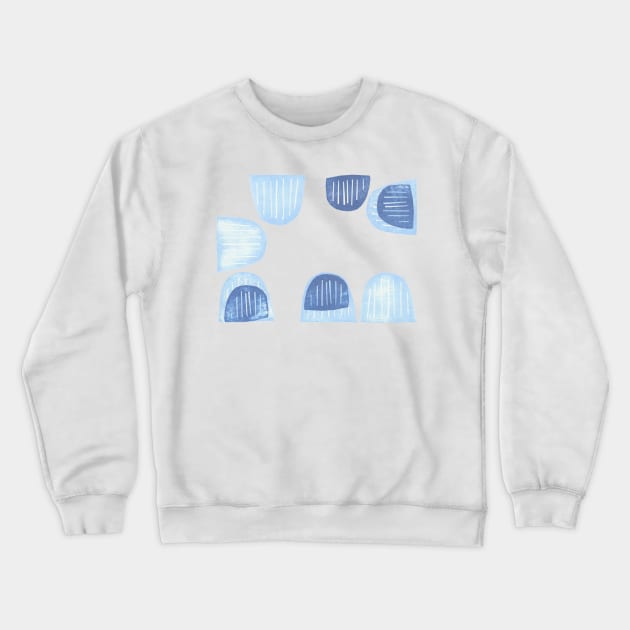 Blue Scattered Half Moons Crewneck Sweatshirt by ellenmueller